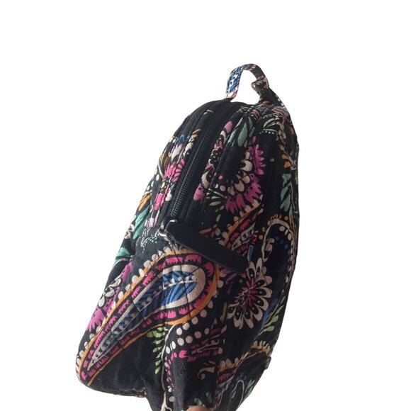 Vera Bradley Quilted Lunch Box With Zippered Closure Black Swirl Bandana - Picture 3 of 13